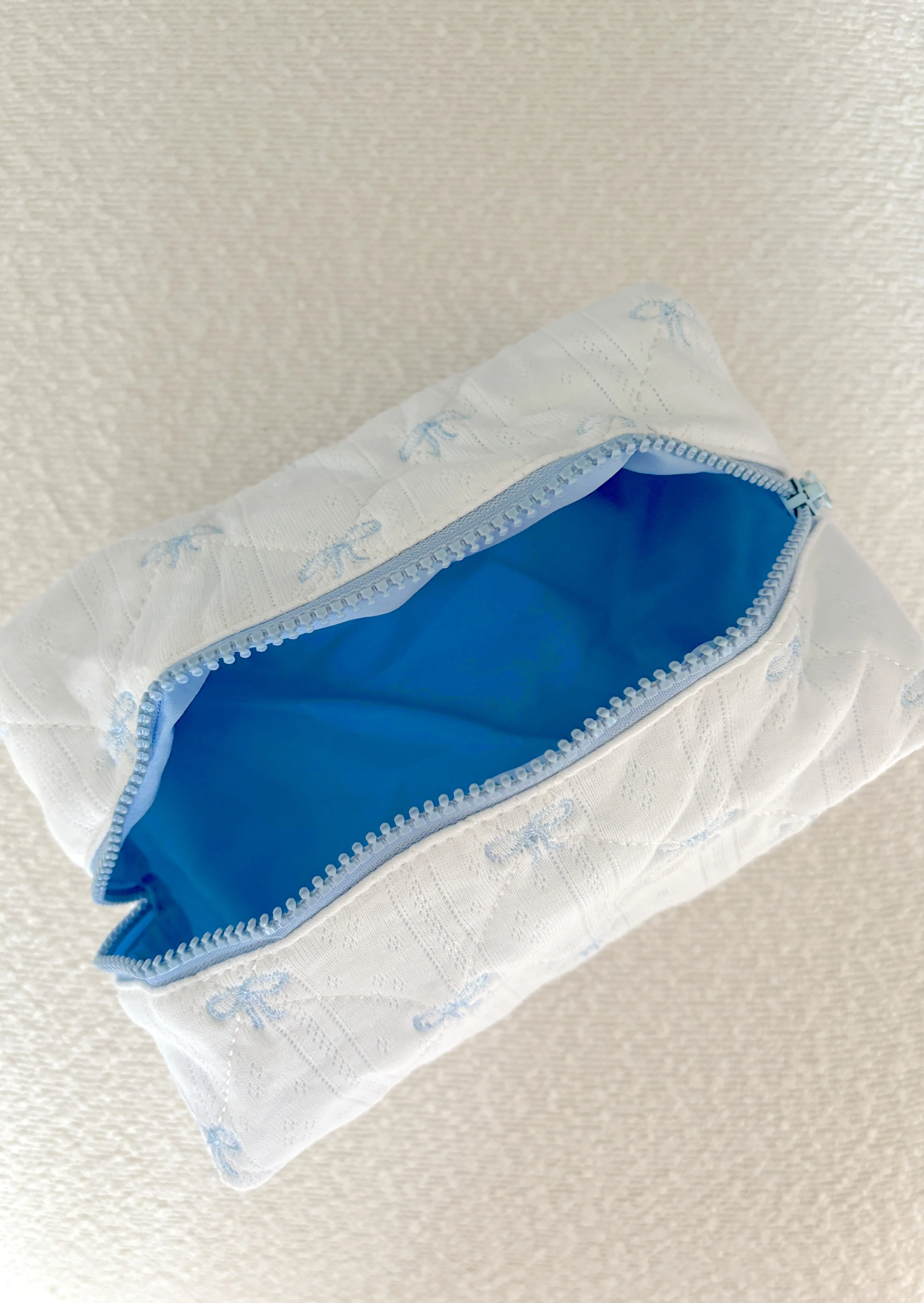 Blue Bows Large Embroidered Makeup Bag - Image 5