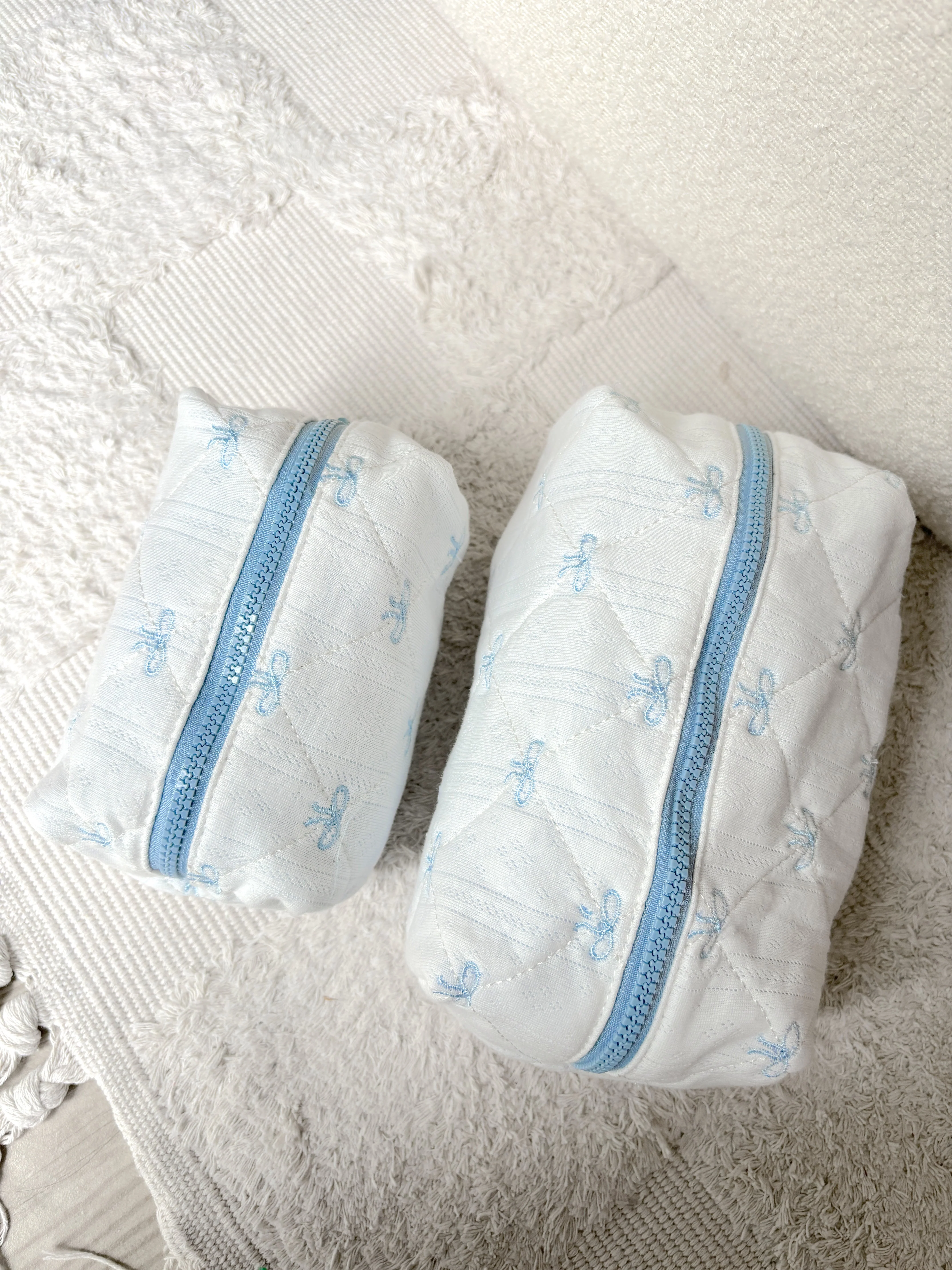 Blue Bows Small Embroidered Makeup Bag - Image 3