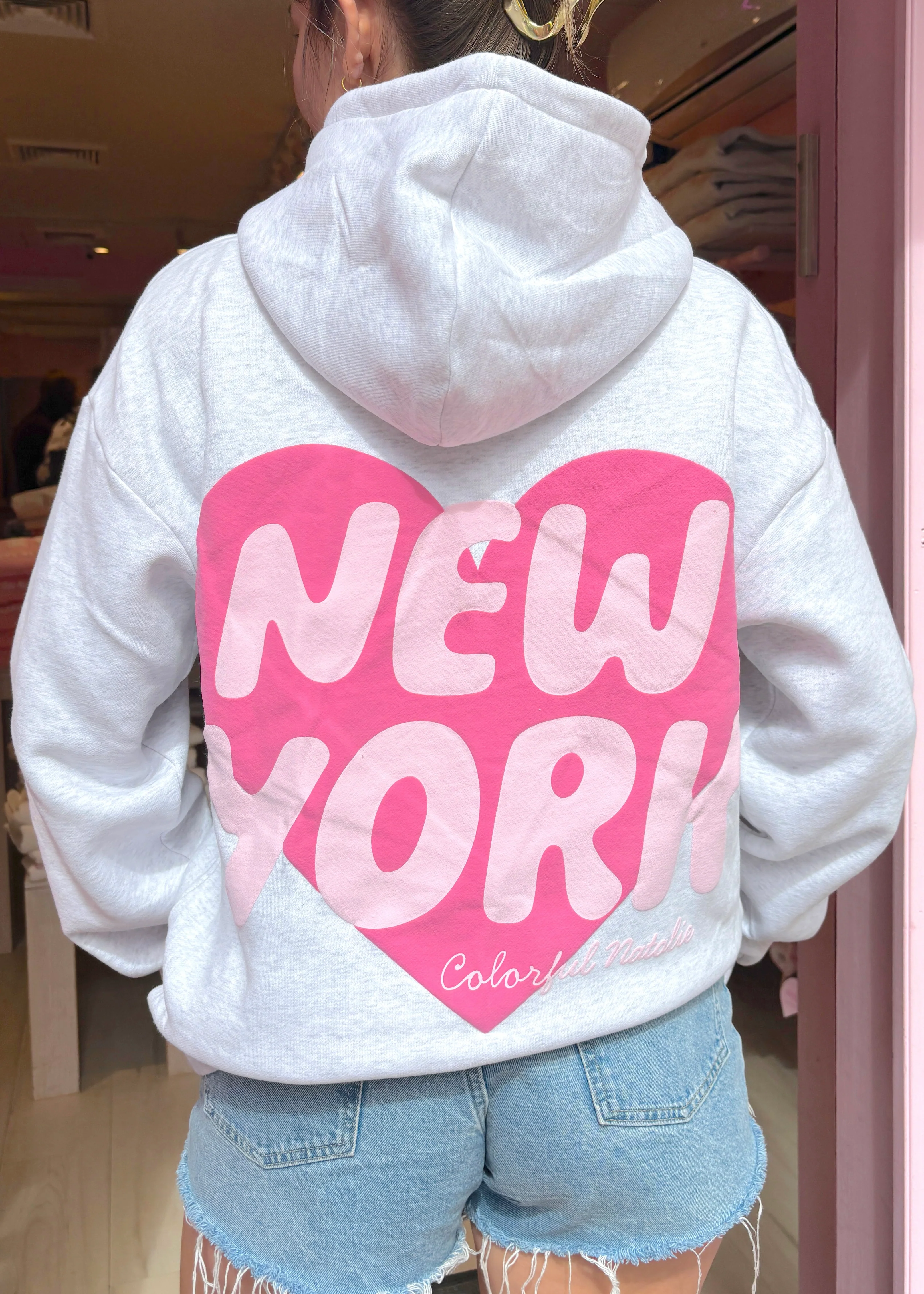 New York Heart Grey Puff Hoodie - Image 3