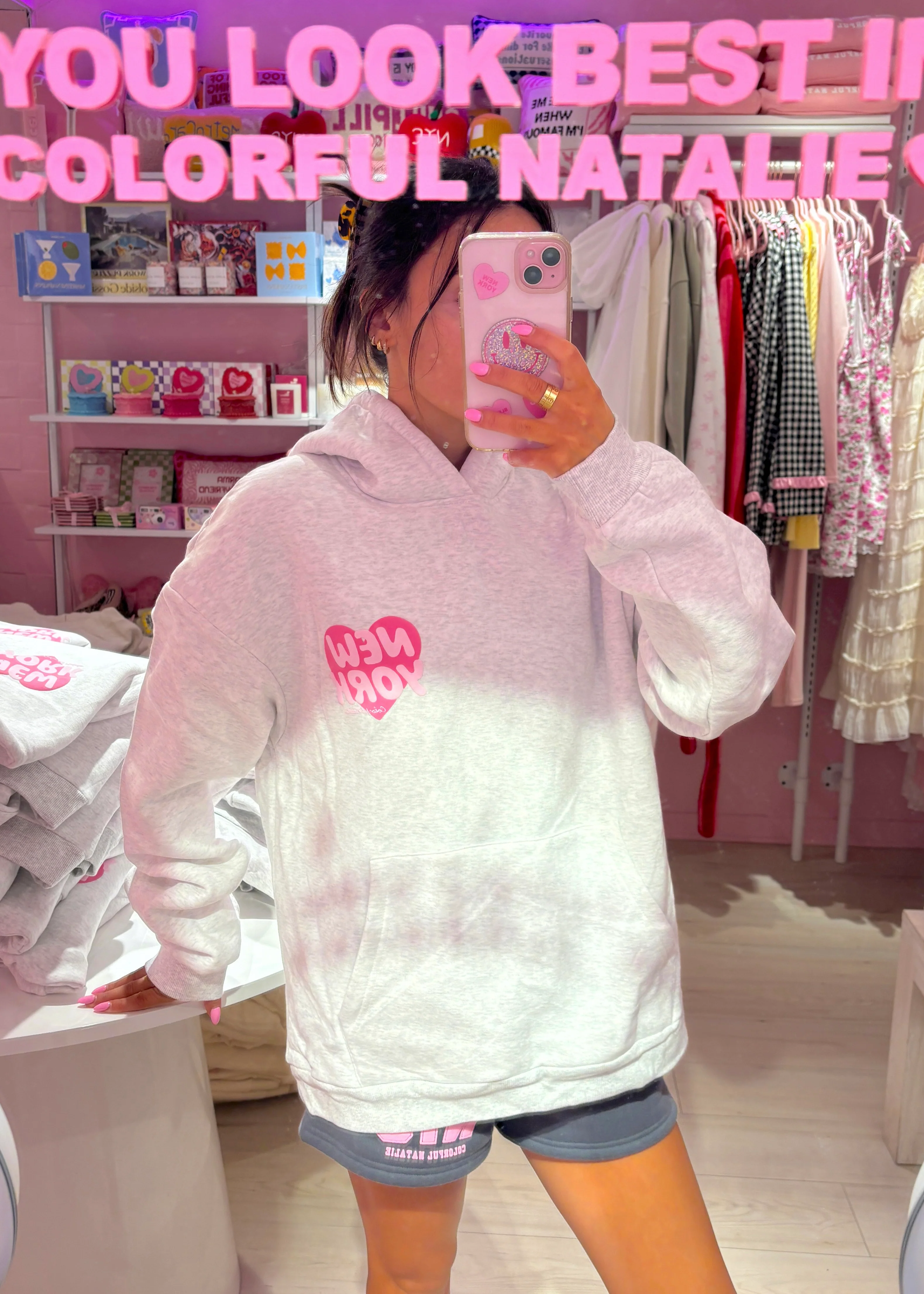 New York Heart Grey Puff Hoodie - Image 5