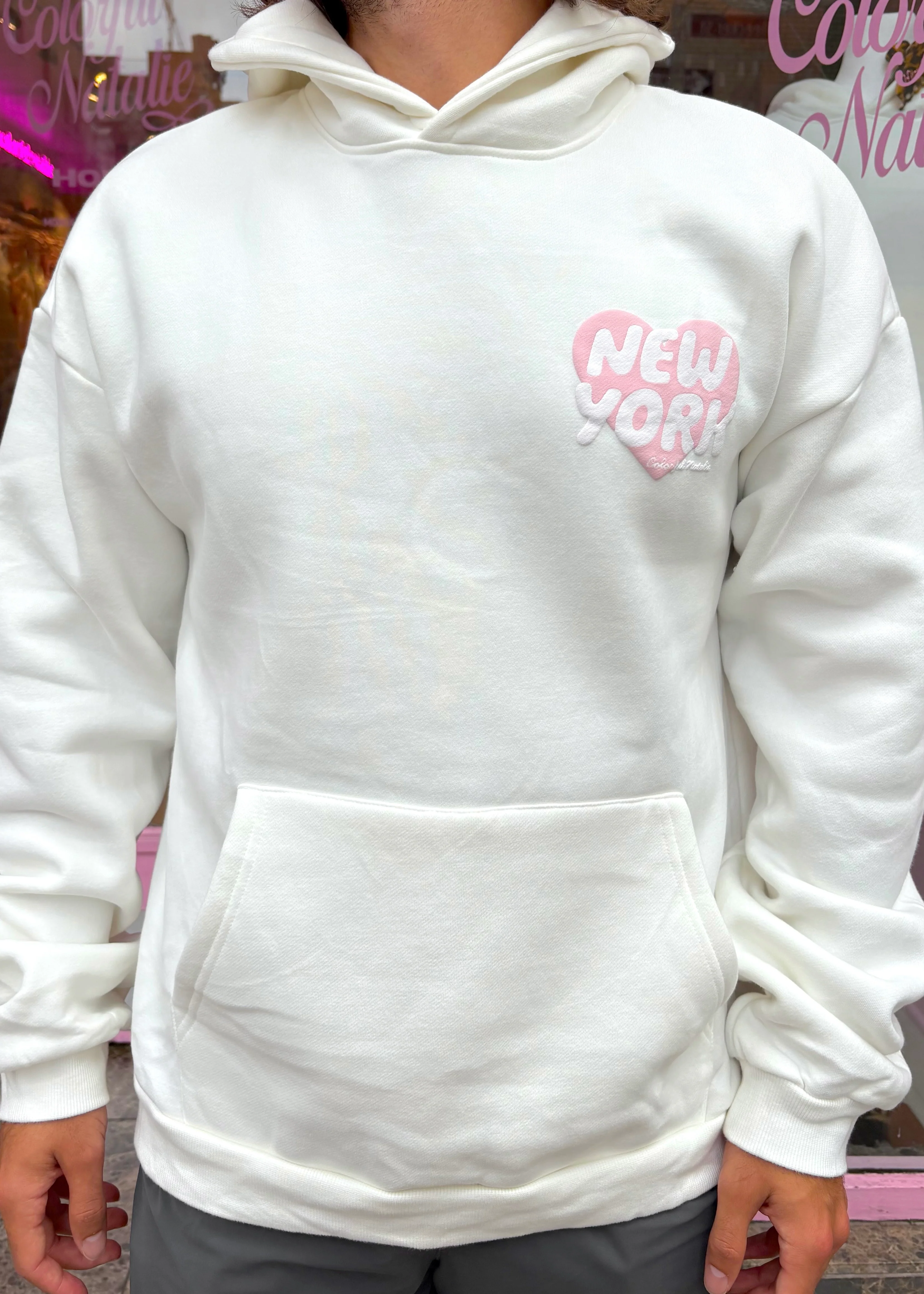 Preorder: New York Heart White Puff Hoodie - Image 3