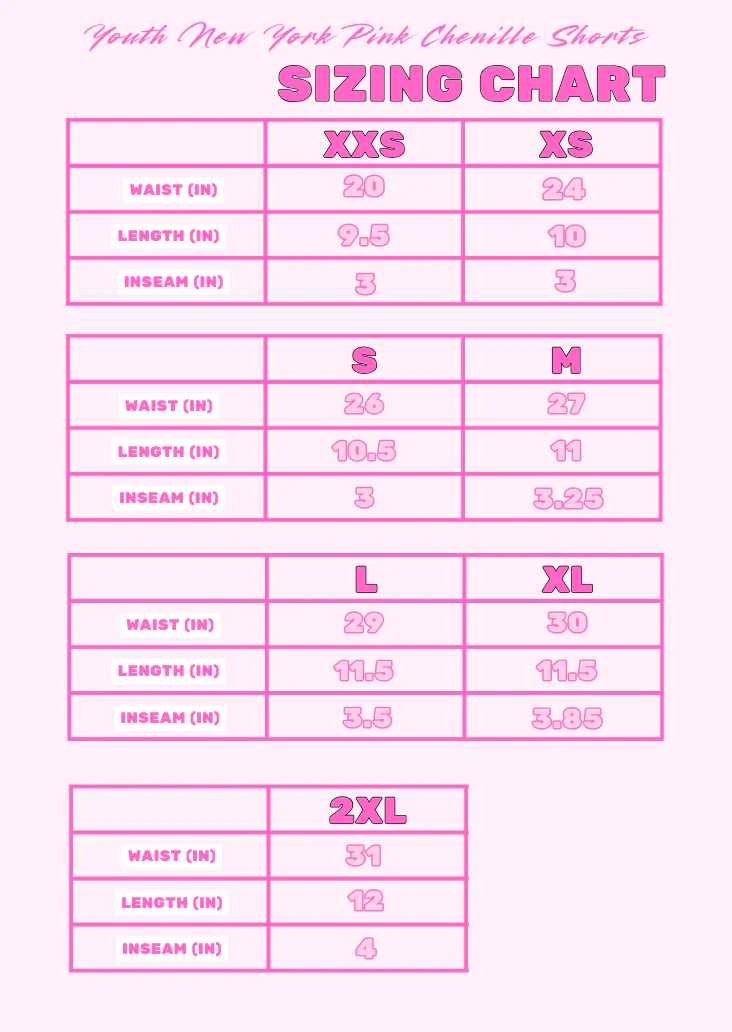 Youth New York Pink Chenille Shorts - Image 4