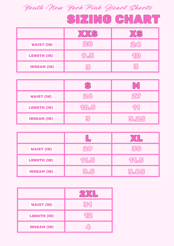 Youth New York Pink Heart Shorts - Image 4