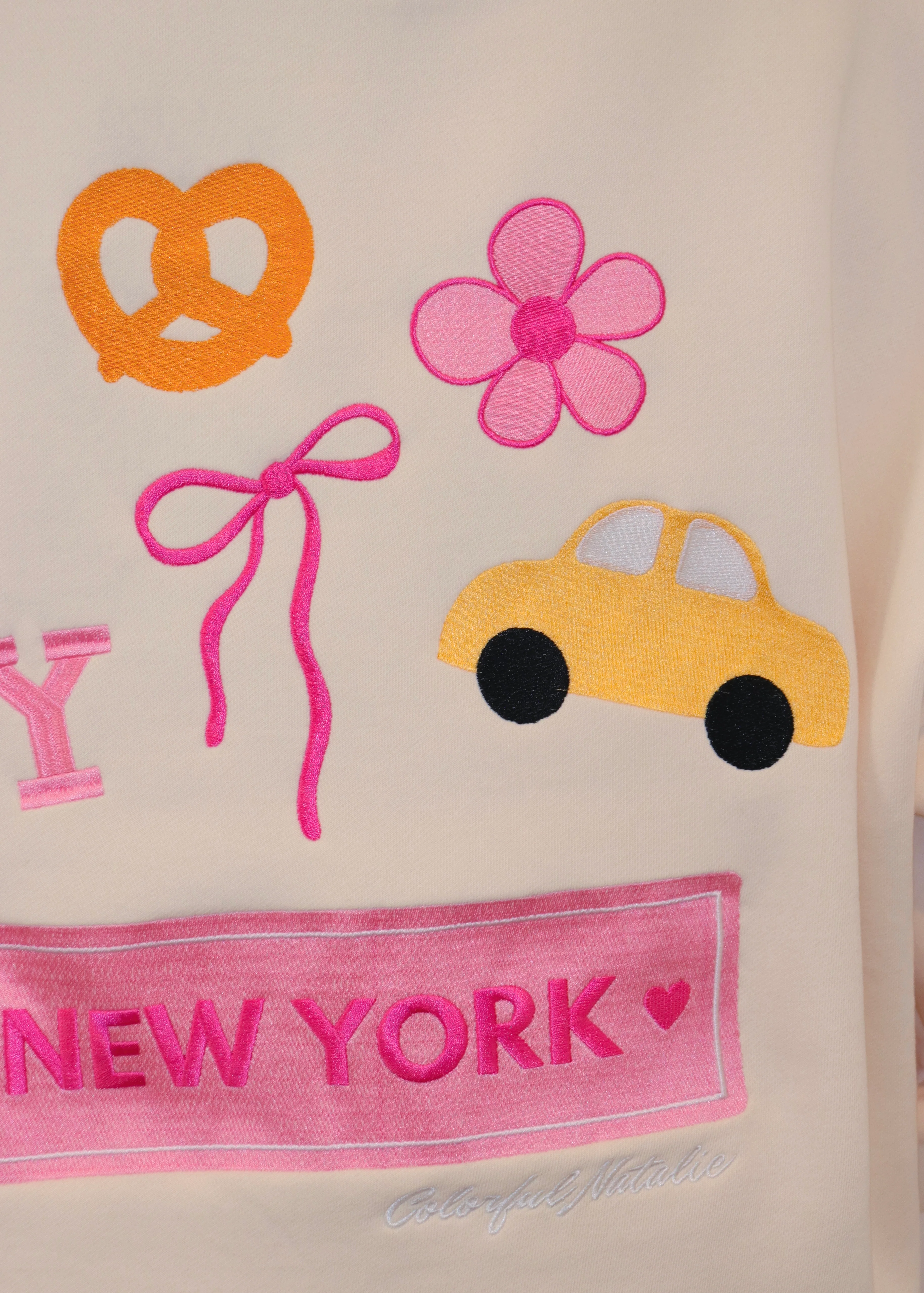 NY Themed Cream Heart Mockneck - Image 3