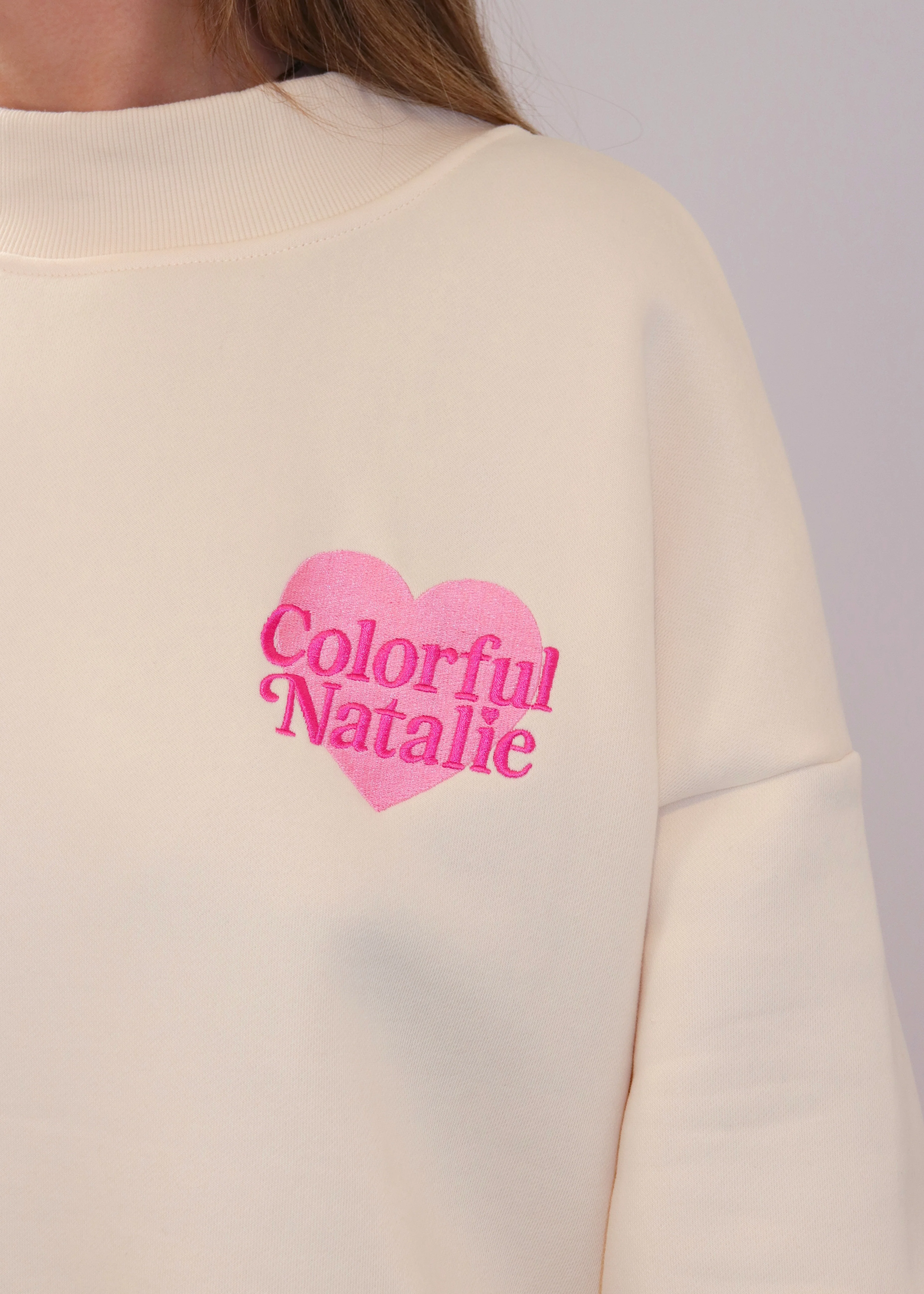 NY Themed Cream Heart Mockneck - Image 6