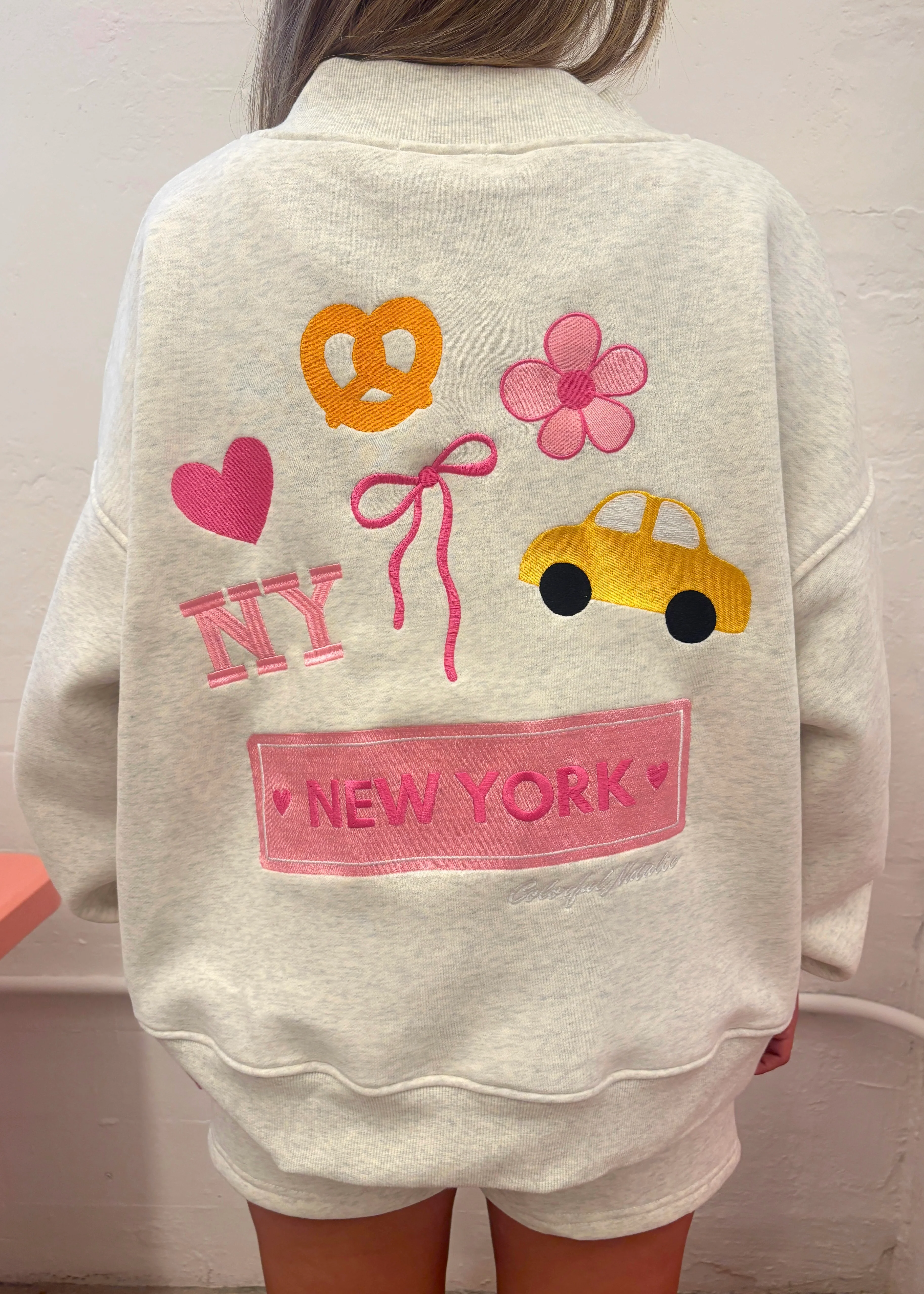NY Themed Grey Heart Mockneck - Image 4