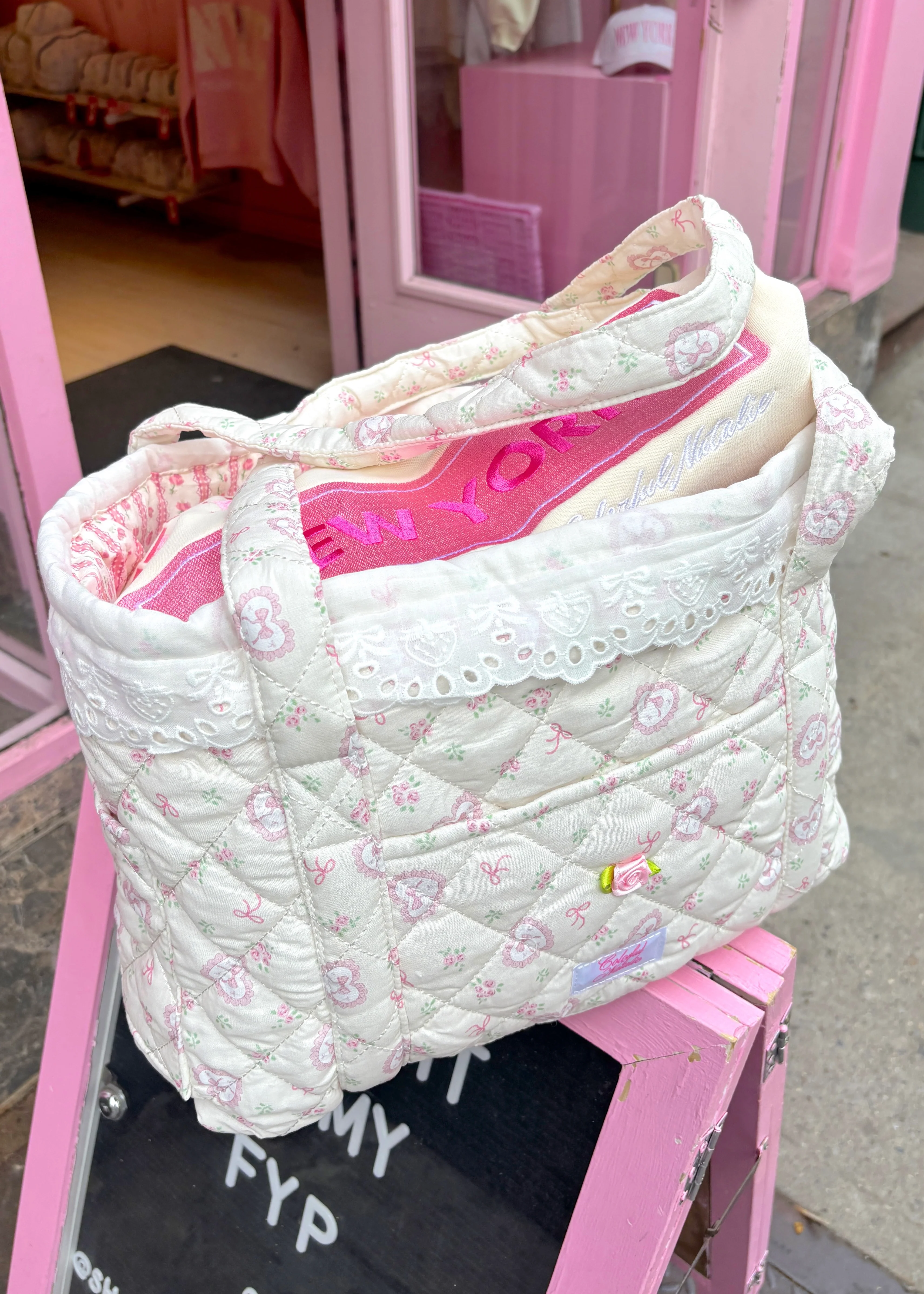 Pink Coquette Lace Tote - Image 3