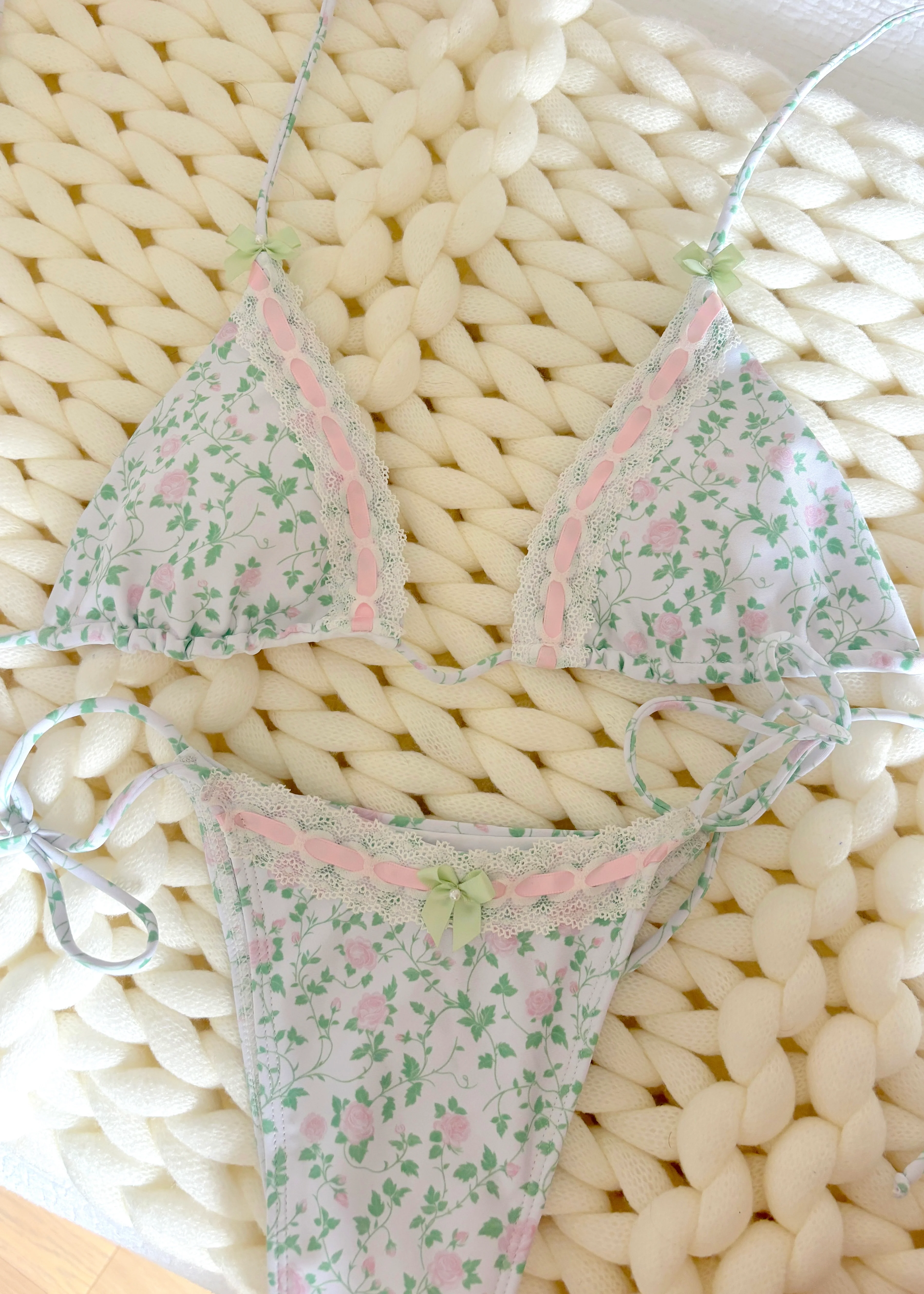 Roses and Vines String Bikini Top - Image 4