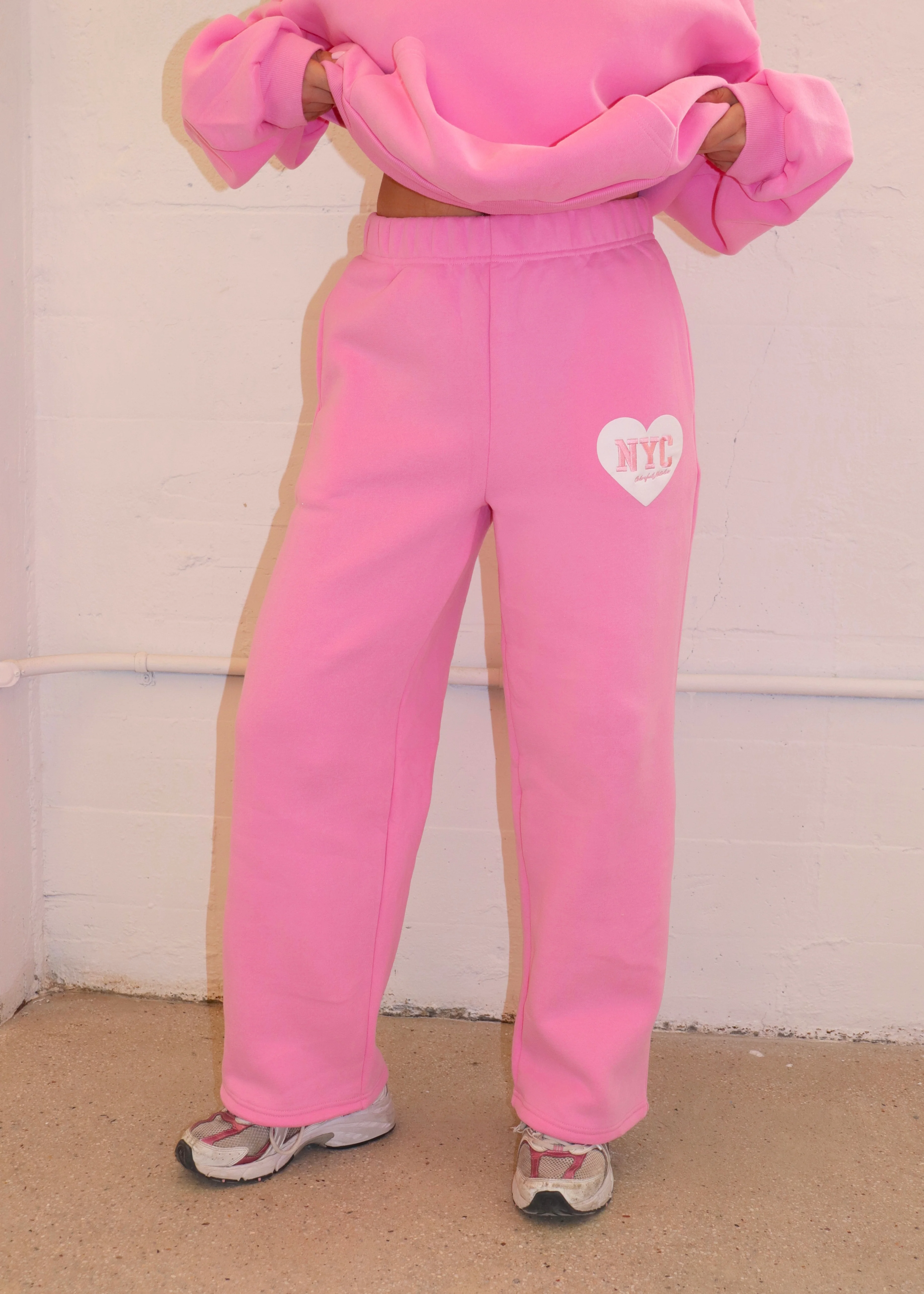 NYC Pink Heart Sweatpants - Image 3