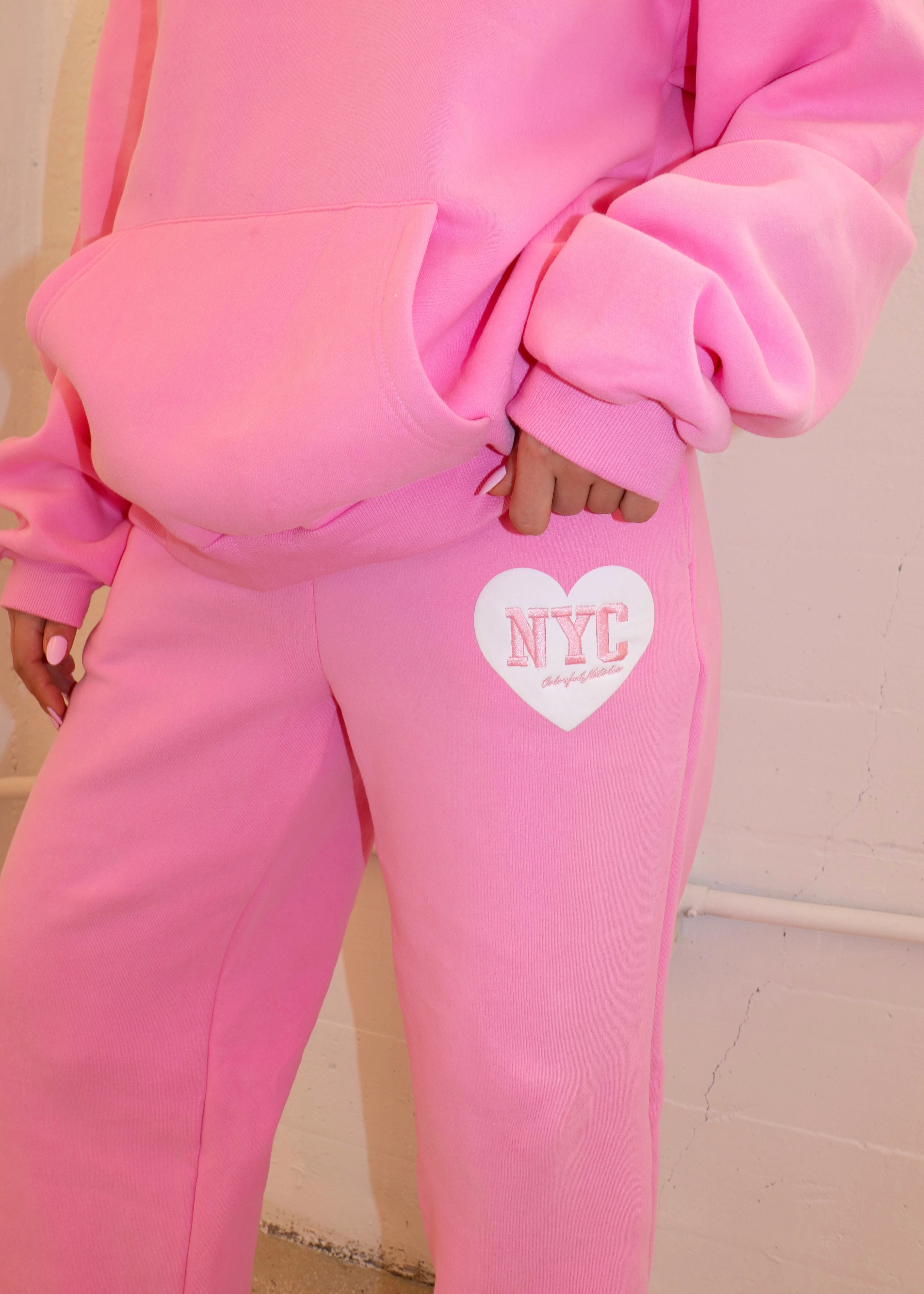 NYC Pink Heart Sweatpants - Image 4